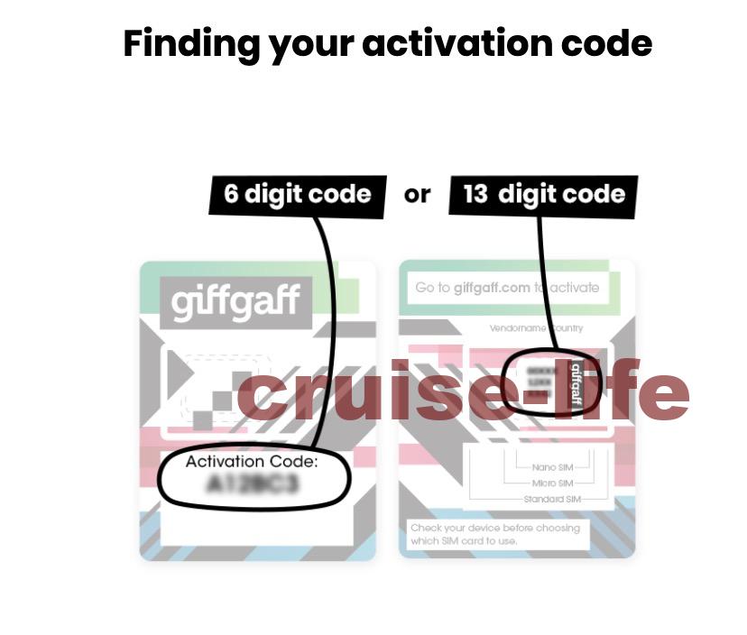 giffgaffのアクティベーションコードはどこ？